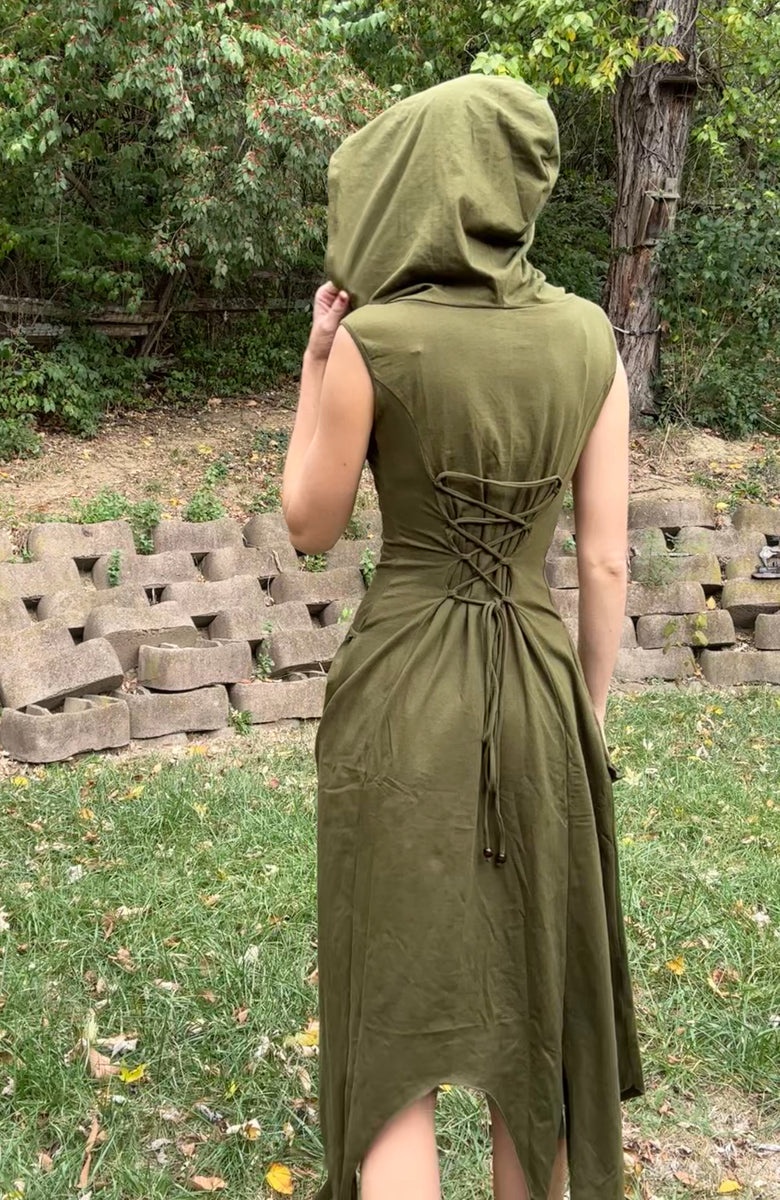 Long Pixie Dress -Olive – The Fairy Godmother Clothing Co