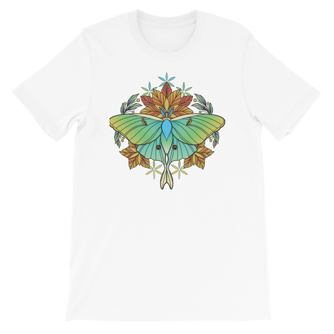V1 Sacred Lunar Moth Unisex T-Shirt Featuring Original Artwork by Abby Muench