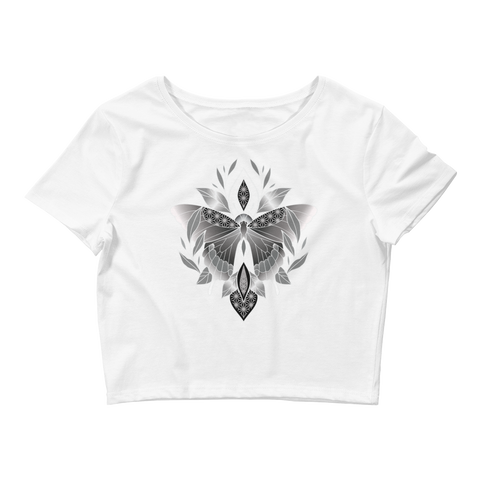 V6 Sacred Butterfly Crop Top (Hemmed Bottom) Featuring Original Artwork By Abby Muench