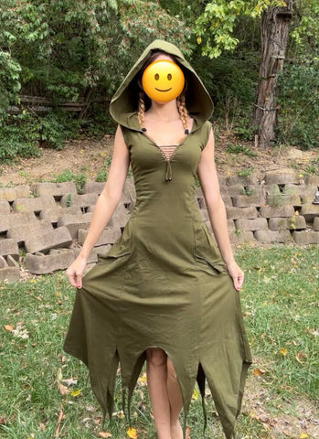 Long Pixie Dress -Olive