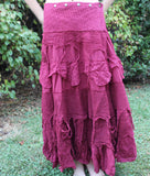 Maroon Rose Long Tattered Faerie Skirt