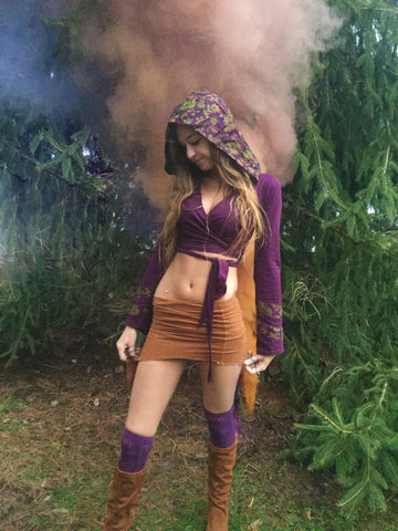 Purple & Green Faerie Wrap Hood