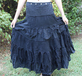 Black Tulip Long Tattered Faerie Skirt