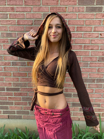 Brown & Maroon Faerie Wrap Hood