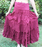 Maroon Rose Long Tattered Faerie Skirt