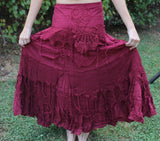 Maroon Rose Long Tattered Faerie Skirt