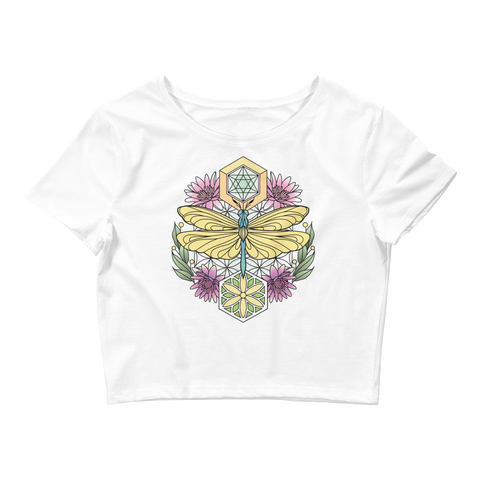 V5 Sacred Dragonfly Crop Top (Hemmed Bottom) Featuring Original Artwork By Abby Muench