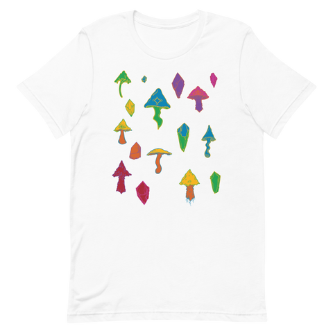 Rainbow Mushroom Unisex T-Shirt Featuring Original Artwork by Intothavoid