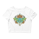 V1 Sacred Lunar Moth Crop Top (Hemmed Bottom) Featuring Original Artwork by Abby Muench