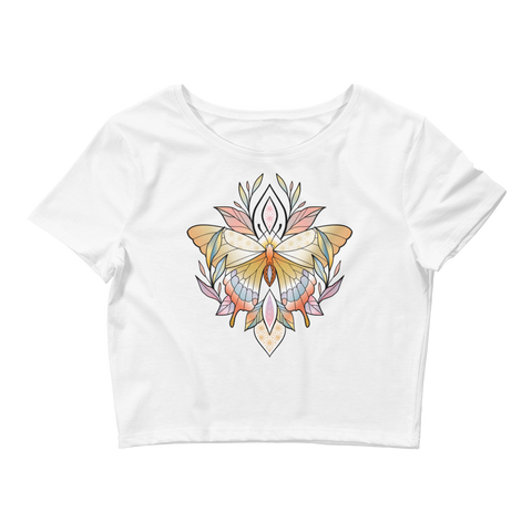 V1 Sacred Butterfly Crop Top (Hemmed bottom) Featuring Original Artwork By Abby Muench