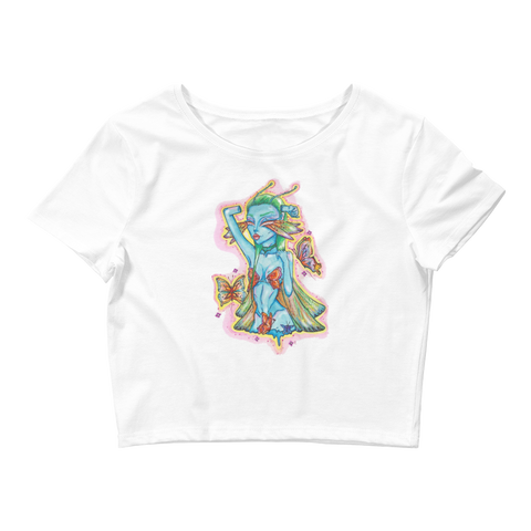 V1 Butterfly Girl Crop Top Featuring Original Artwork By IntoThaVoid