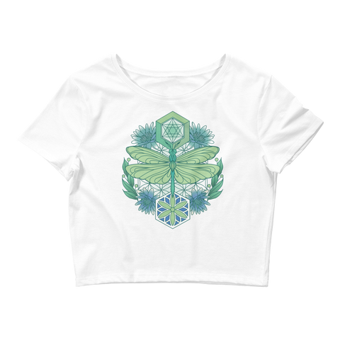 V6 Sacred Dragonfly Crop Top (Hemmed Bottom) Featuring Original Artwork By Abby Muench