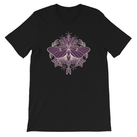 V7 Sacred Lunar Moth Unisex T-Shirt Sleeve Featuring Original Artwork by Abby Muench