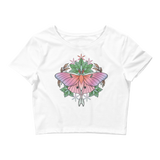 V4 Sacred Lunar Moth Crop Top (Hemmed Bottom) Featuring Original Artwork by Abby Muench