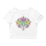 V3 Sacred Lunar Moth Crop Top (Hemmed Bottom) Featuring Original Artwork by Abby Muench