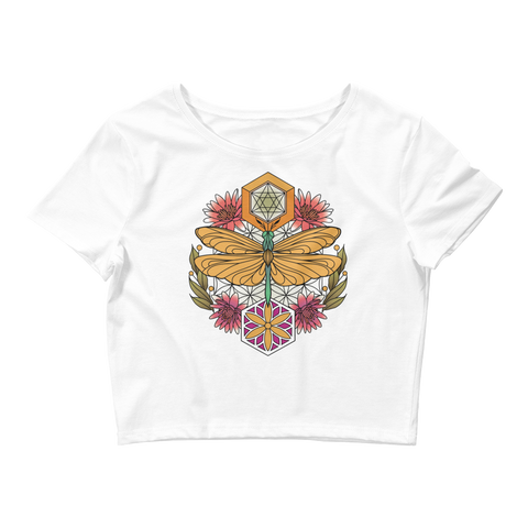 V4 Sacred Dragonfly Crop Top (Hemmed Bottom) Featuring Original Artwork By Abby Muench