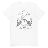 B&W Mushroom Dreamer Unisex T-Shirt Featuring original artwork by Kozmic Art