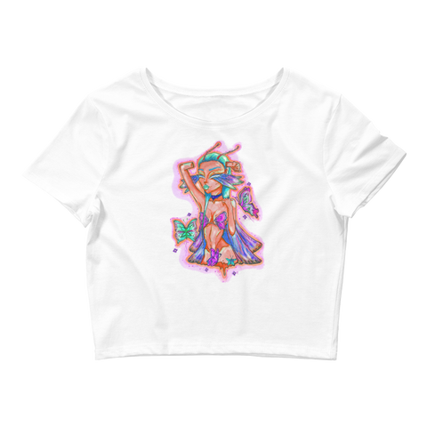 V4 Butterfly Girl Crop Top Featuring Original Artwork By IntoThaVoid