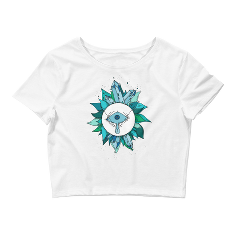 Teal Crystal Fairy Crop Top (Hemmed Bottom)