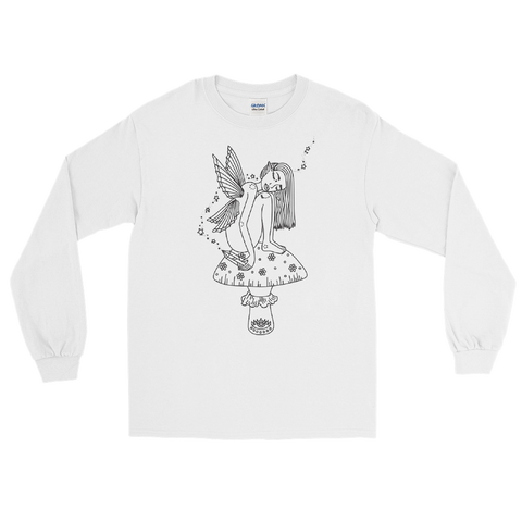 B&W Fae Magick Unisex Long Sleeve Shirt Featuring Original Artwork by Kozmic Art
