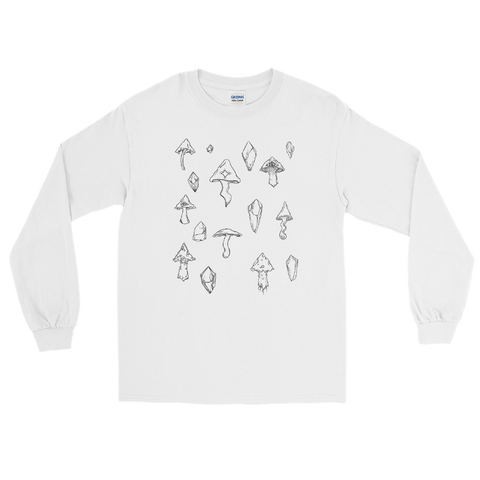 B&W Mushroom Unisex Long Sleeve Shirt Featuring Original Artwork by Intothavoid