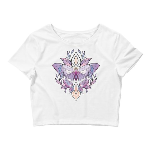 V3 Sacred Butterfly Crop Top (Hemmed Bottom) Featuring Original Artwork By Abby Muench