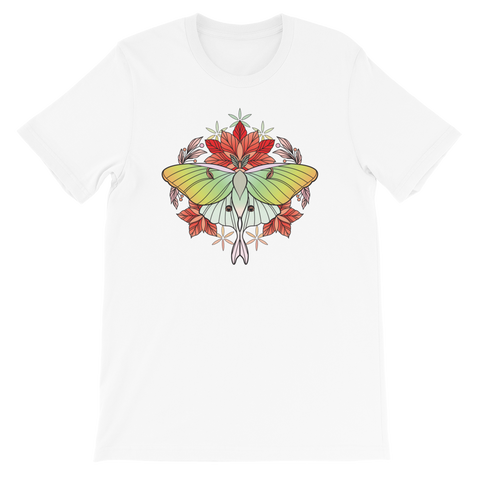 V5 Sacred Lunar Moth Unisex T-Shirt Featuring Original Artwork by Abby Muench