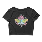 V3 Sacred Lunar Moth Crop Top (Hemmed Bottom) Featuring Original Artwork by Abby Muench