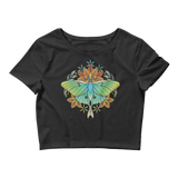 V1 Sacred Lunar Moth Crop Top (Hemmed Bottom) Featuring Original Artwork by Abby Muench