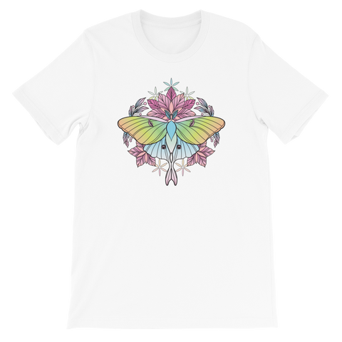 V3 Sacred Lunar Moth Unisex T-Shirt Featuring Original Artwork by Abby Muench