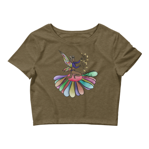 V5 Floral Fan Flow Fairy Crop Top Featuring Original Artwork By Shauna Nikles