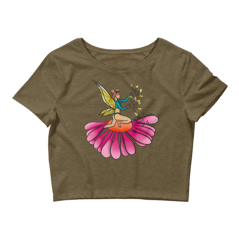 V6 Floral Fan Flow Fary Crop Top Featuring Original Artwork By Shauna Nikles