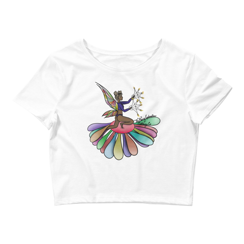 V5 Floral Fan Flow Fairy Crop Top Featuring Original Artwork By Shauna Nikles